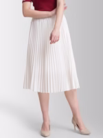 Pleated Flared Midi Skirt