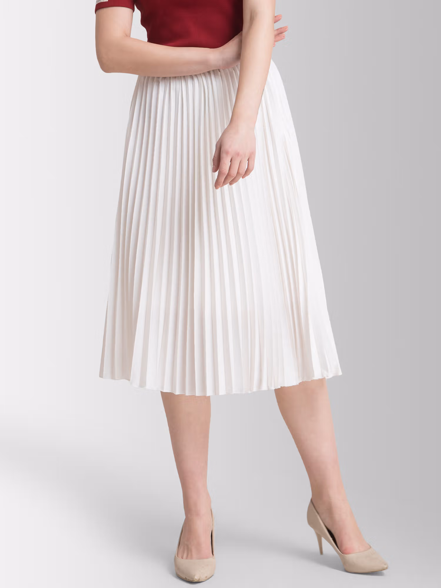1 Pleated Flared Midi Skirt - Image 1