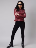 Solid Lapel Collar Biker Jacket - Image 5