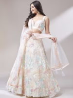 White Sequins Work Semi-Stitched Lehenga - Image 7